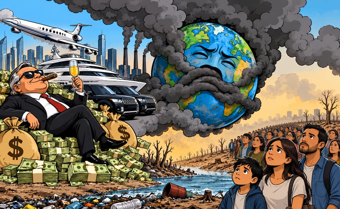 La élite que asfixia al planeta: los superricos contaminan más que media humanidad
Foto: IA