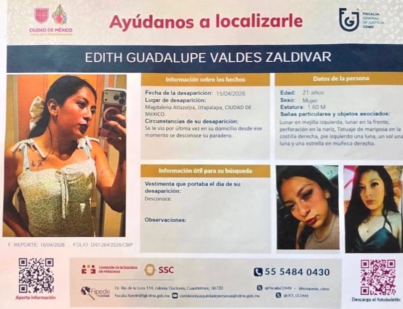 Ficha de búsqueda de Edith (Foto: Especial)