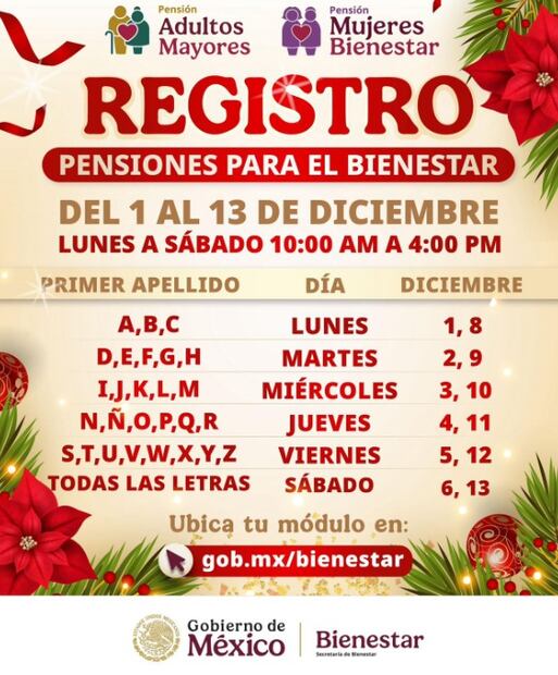 Inscripción y requisitos para la Pensión de Adultos Mayores y Mujeres 2026. Foto: (X)