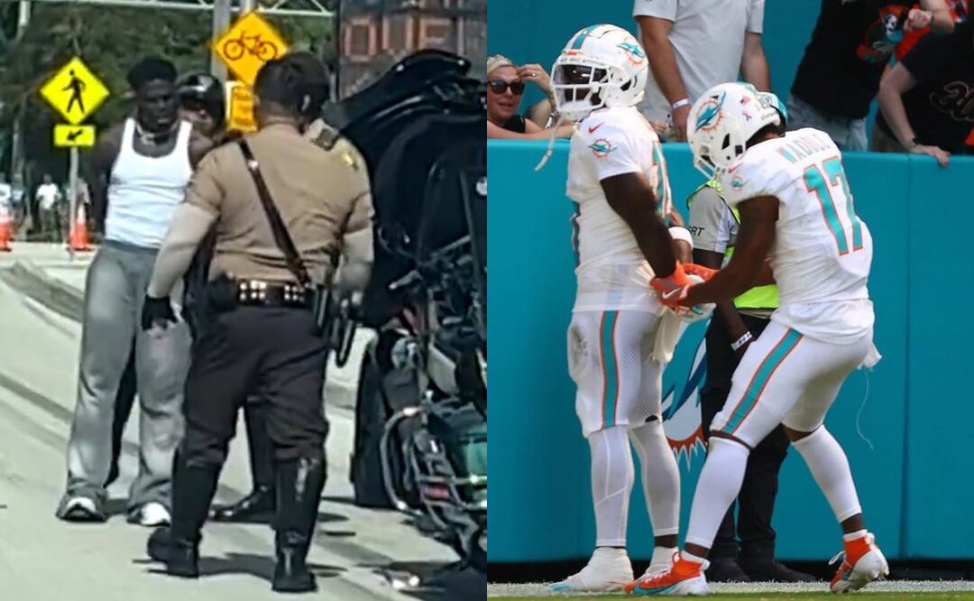 Tyrek Hill de los Miami Dolphins es detenido y sometido de camino al estadio