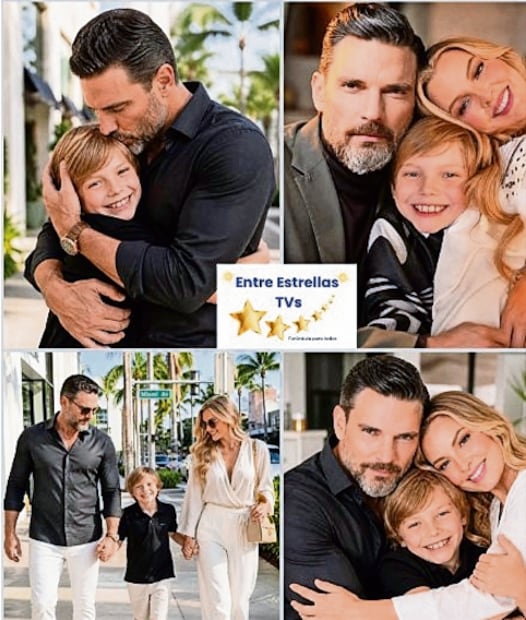 Marjorie de Sousa explota por imágenes falsas con Julián Gil y su hijo hechas con IA (Foto: IA)