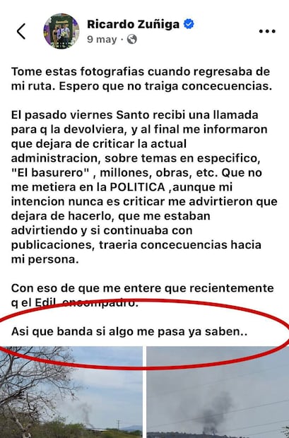 Publicación de Ricardo (Vía: Redes)