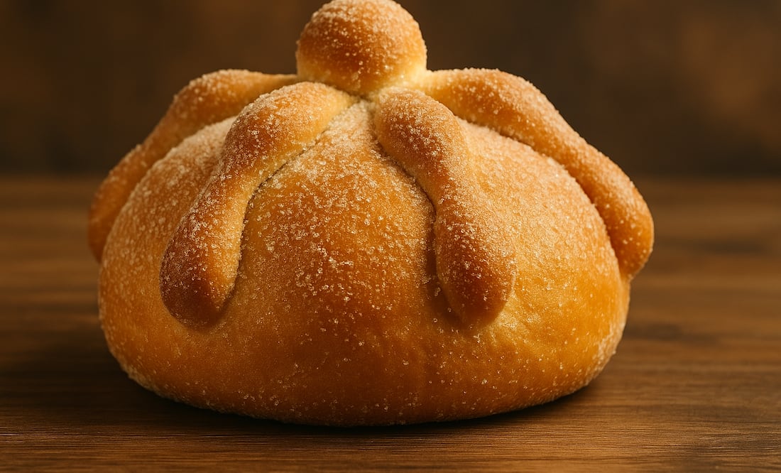 Pan de muerto tradicional (Foto: Creada con IA)
