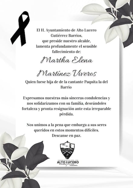 Comunicado del fallecimiento de Martha Elena (Vía: X)