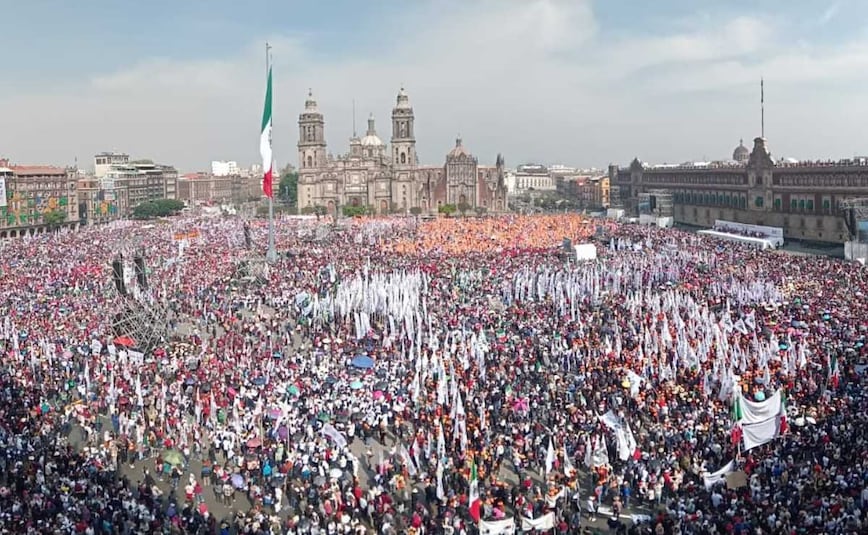 Foto: Gabriel Pano (Una plaza llena y un Centro Histórico vacío: Así afecto la marcha de la 4T a los comerciantes)