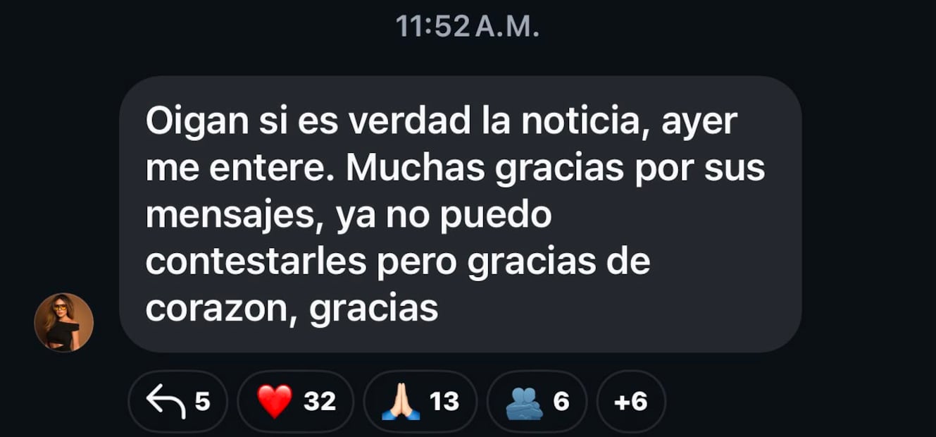 Mensaje de Gema Garoa en su canal de Instagram (Vía: Instagram)