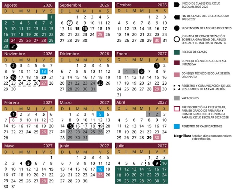 Calendario SEP: ¿Qué cambios se hicieron para el ciclo escolar 2026 - 2027?. Foto: (SEP)