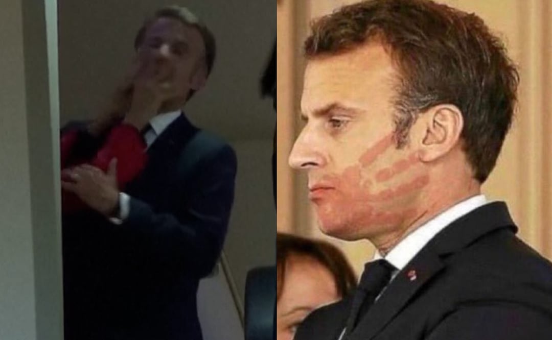Macron es cacheteado por su esposa. Foto: (Especial)