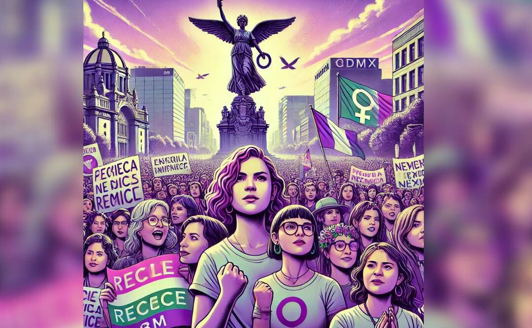 Tráfico previo a las marchas del 8M (Foto: Creada con IA)