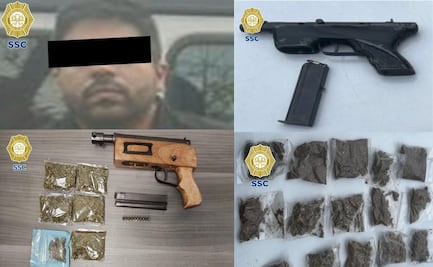 Detienen a cuatro hombres armados con subametralladoras y droga en CDMX