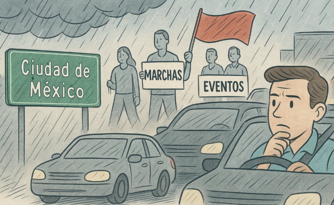 Tráfico en CDMX (Foto: Creada con IA)