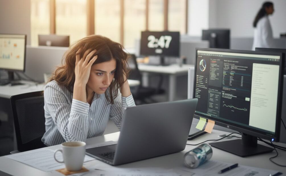 Imagen ilustrativa: IA (El estres laboral repercute gravemente en la salud)