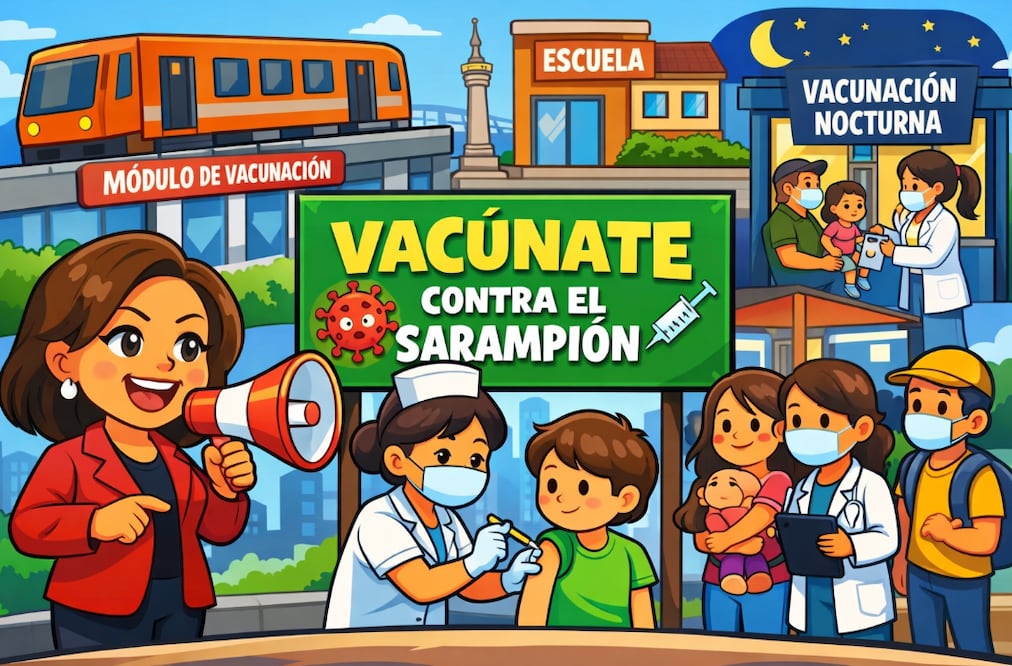 Habrá vacunación contra el sarampión en Metro, Metrobús y escuelas de CDMX (Foto: Creada con IA)