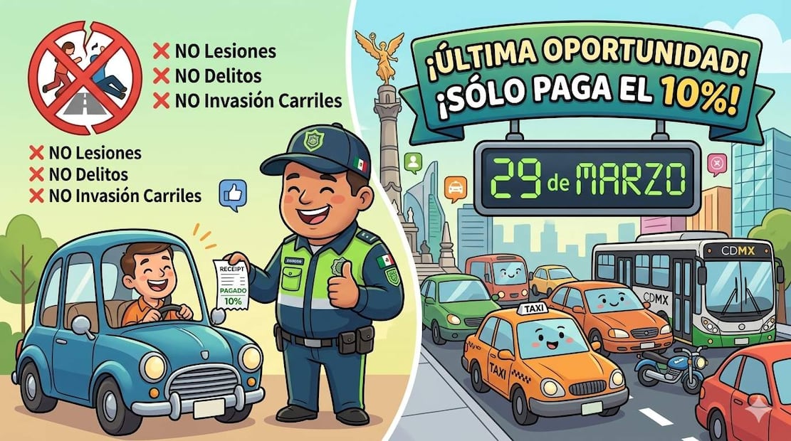 CDMX ofrece 90% de descuento en multas de tránsito: Requisitos y fecha límite. Foto: (IA)