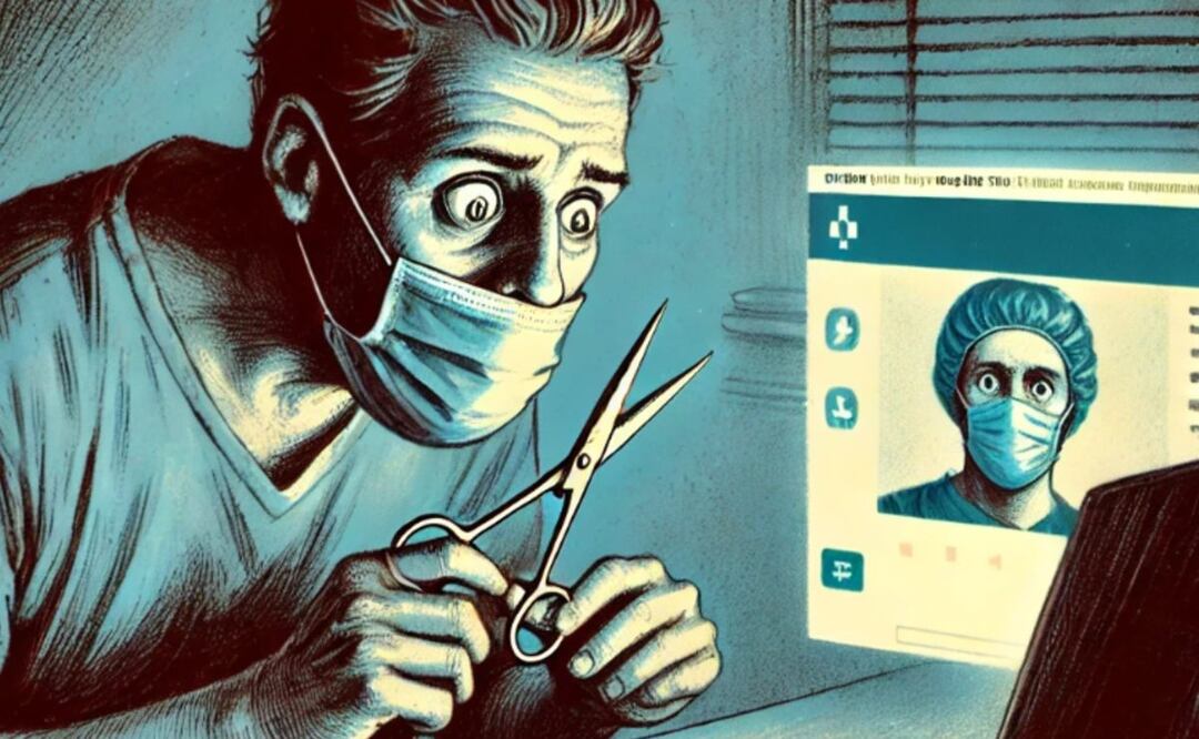 Hombre se opera viendo tutoriales de Youtube (Foto: Creada con IA)