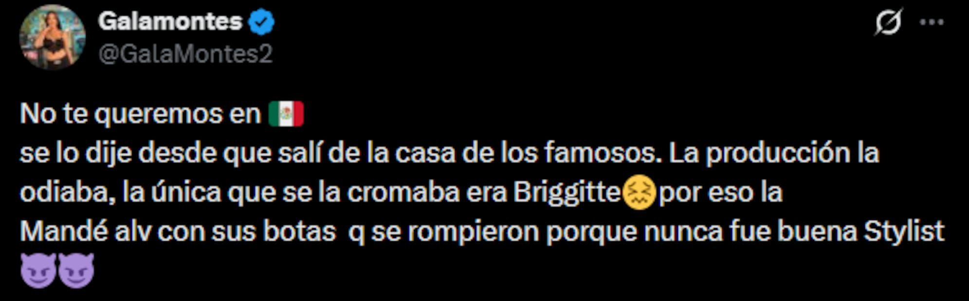 Post de Gala Montes (Vía: X)