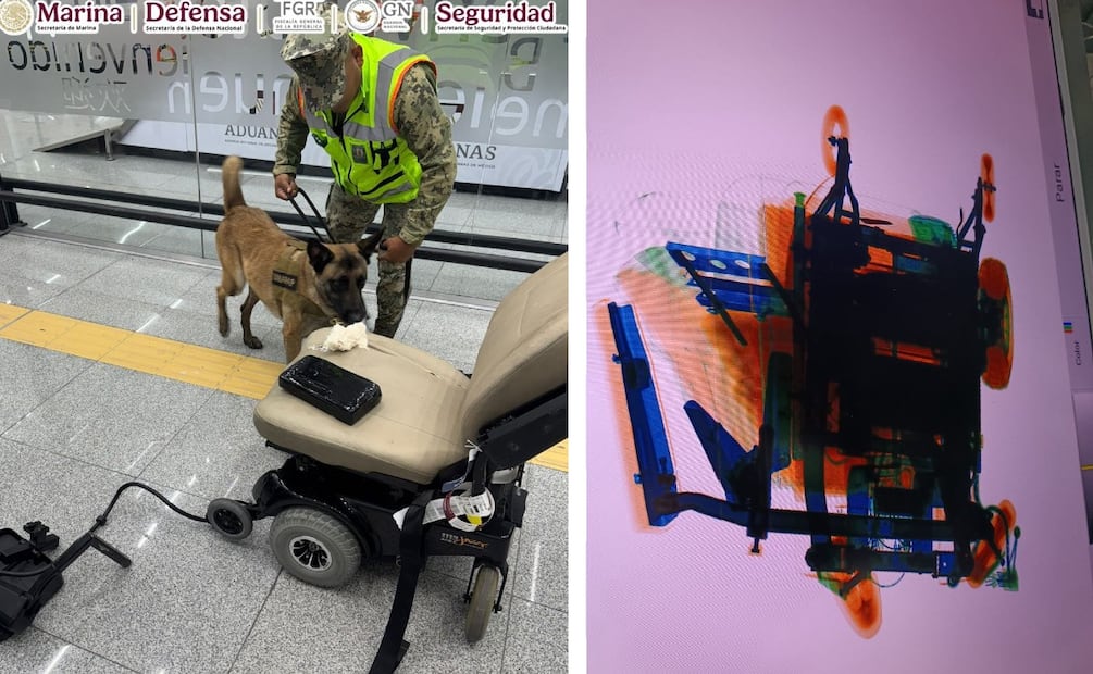 Rodaba en silla de ruedas con 8 kilos sustancias ilícitas en el AICM y lo detienen 
Imagen: Especial