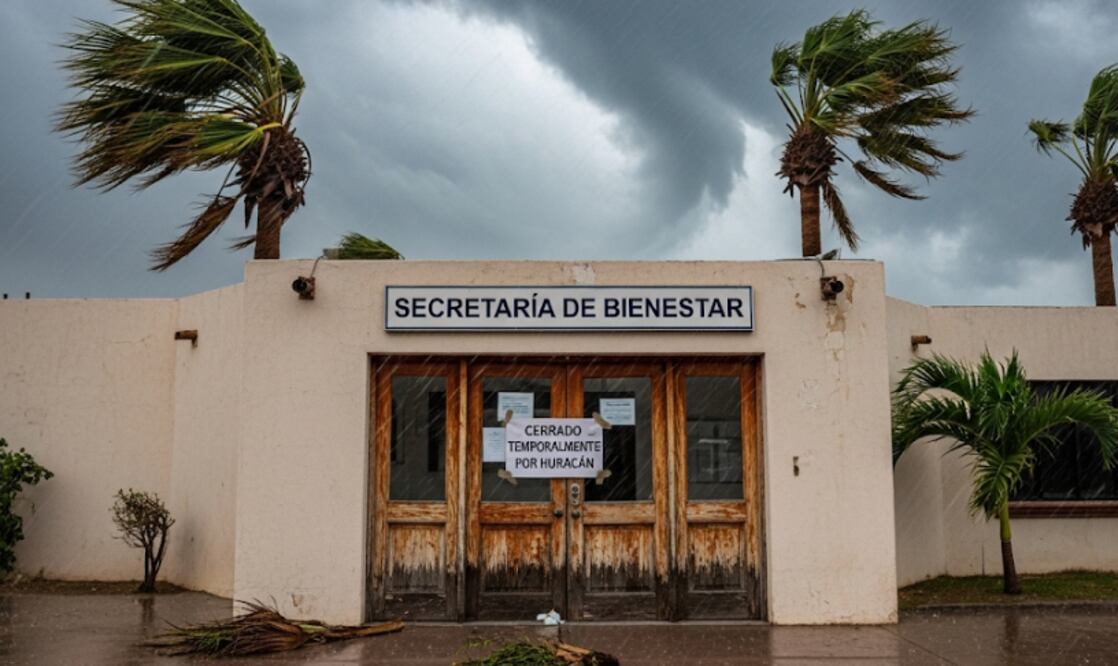 Secretaría del Bienestar suspende operaciones por huracán (Foto: Creada con IA)