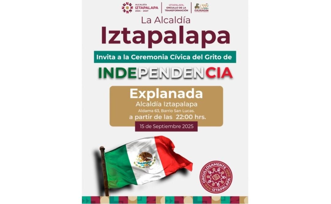 Cancelan celebración del 15 de septiembre en Iztapalapa por pipazo ¿La alcaldesa dará el grito?