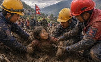 ¡Es un milagro! Encuentran a niña con vida luego de permanecer 60 horas atrapada en lodo en Nepal