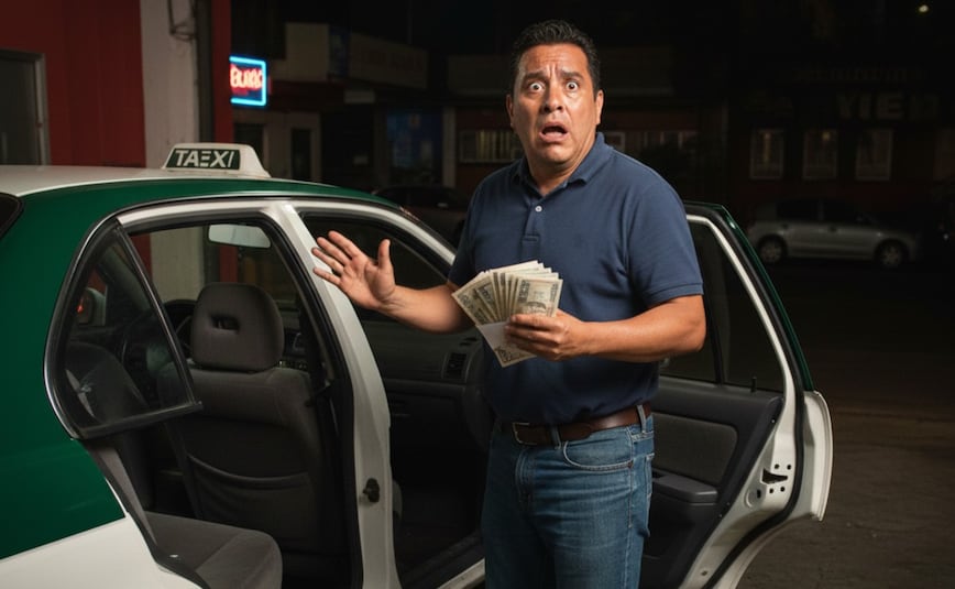 Imagen ilustrativa: IA (Taxista en la CDMX limpiaba su coche cuando encontró un arma y dinero ¿Qué hizo?)