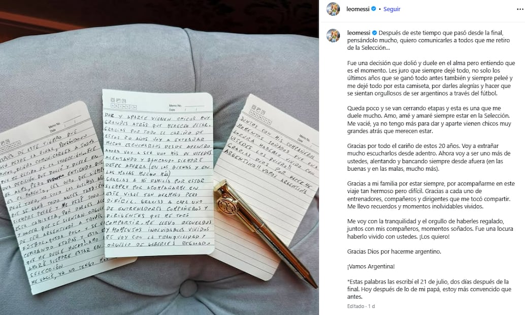 Lionel Messi cierra su historia con Argentina títulos, dolor y una despedida inolvidable (Foto: Instagram)