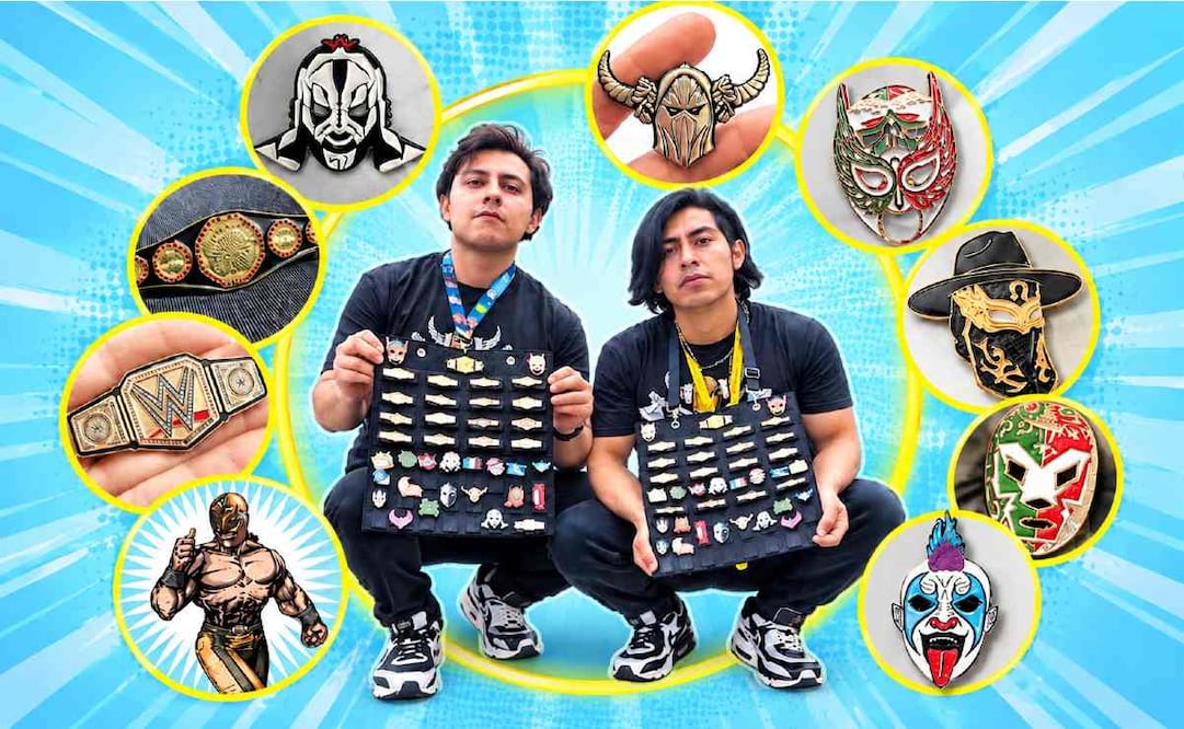 ¡De Iztapalapa para las estrellas de la lucha libre! Hermanos conquistan con sus pines. Foto: (Especial)
