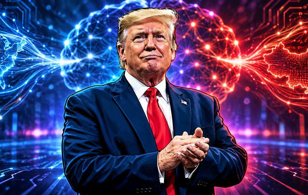 Donald Trump rechaza frenar la inteligencia artificial y lanza advertencia sobre China (Foto: Creada con IA)