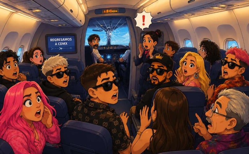 De terror: Se rompe parabrisas del avión en el que viajaban influencers y quedan varados en el AICM