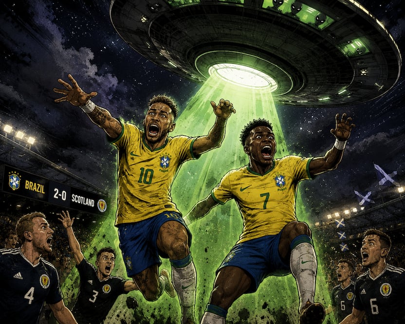 Abducirán a Neymar y Vinicius Jr (Imagen hecha con IA)
