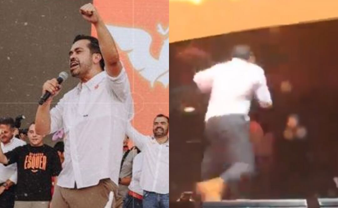 VIDEO: Colapsa templete sobre Jorge Álvarez Máynez durante evento de MC, AMLO confirma muertos