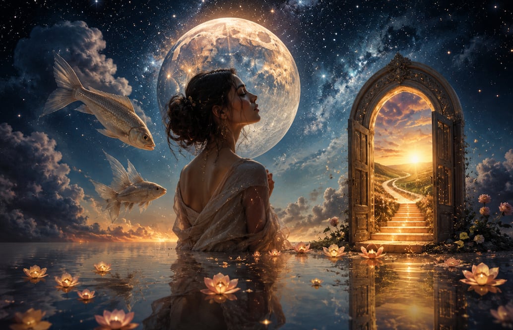 Luna en Piscis: El mensaje espiritual que te ayudará a soltar lo que ya no vibra contigo (Foto: Creada con IA)