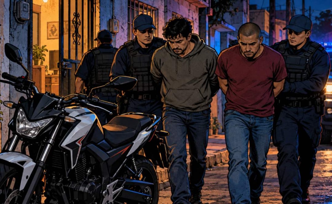 ¡A golpes y amenazas quitaban motos en CDMX! Caen dos presuntos integrantes de banda en CDMX (Foto: Creada con IA)