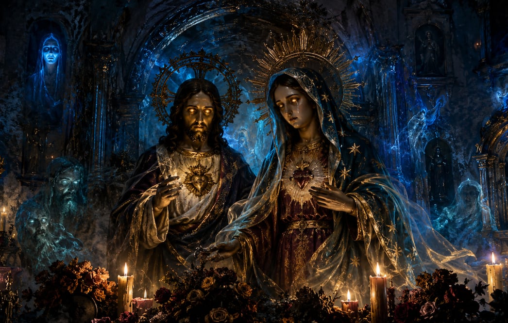 Imágenes religiosas que cobran vida: Los inquietantes casos de santos paranormales en México (Foto: Creada con IA)
