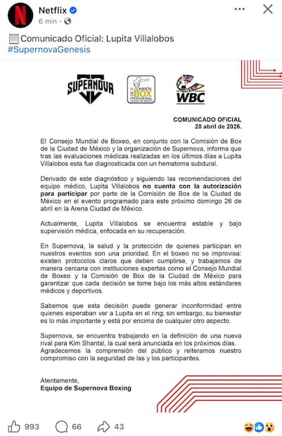 Comunicado de Supernova Génesis (Foto: X)