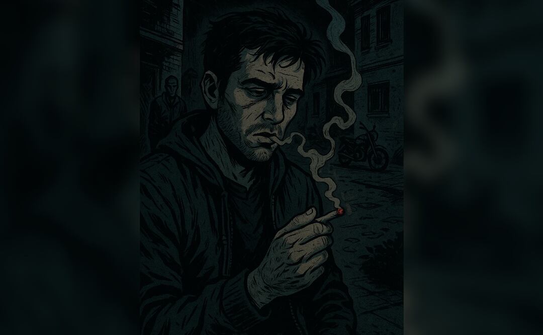 Acribillado por fumarse la merca (Foto: Creada con IA)