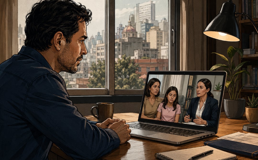 Padres resuelven conflicto por su hija con mediación virtual gratuita del Poder Judicial (Foto: Creada con IA)