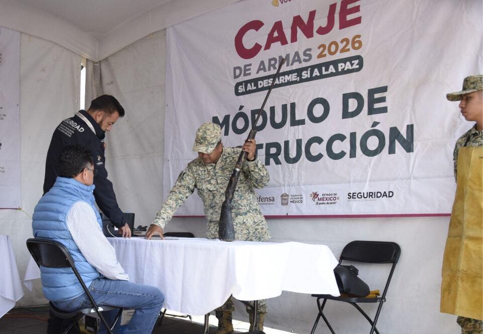Canje de Armas 2026 retira de las calles 218 armas, 353 granadas y más de 6 mil cartuchos en el Edoméx