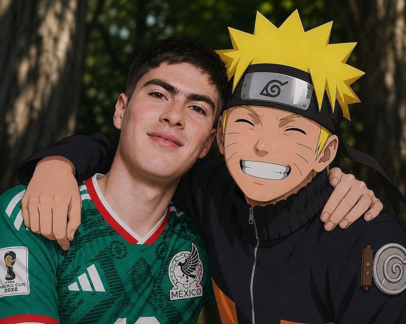 Armando González y Naruto (Foto creada con IA)