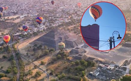 Globo aerostático choca contra antena del Palacio de Gobierno en Teotihuacán