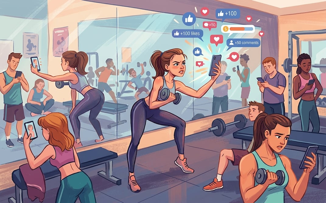 Entre pesas, espejos y likes: cuando ir al gym deja de ser por salud y se vuelve presión social
(Foto: Generada con IA)