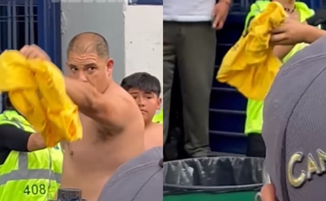 VIDEO: Aficionados del América obligados a tirar sus playeras a la basura en el estadio de Cruz Azul