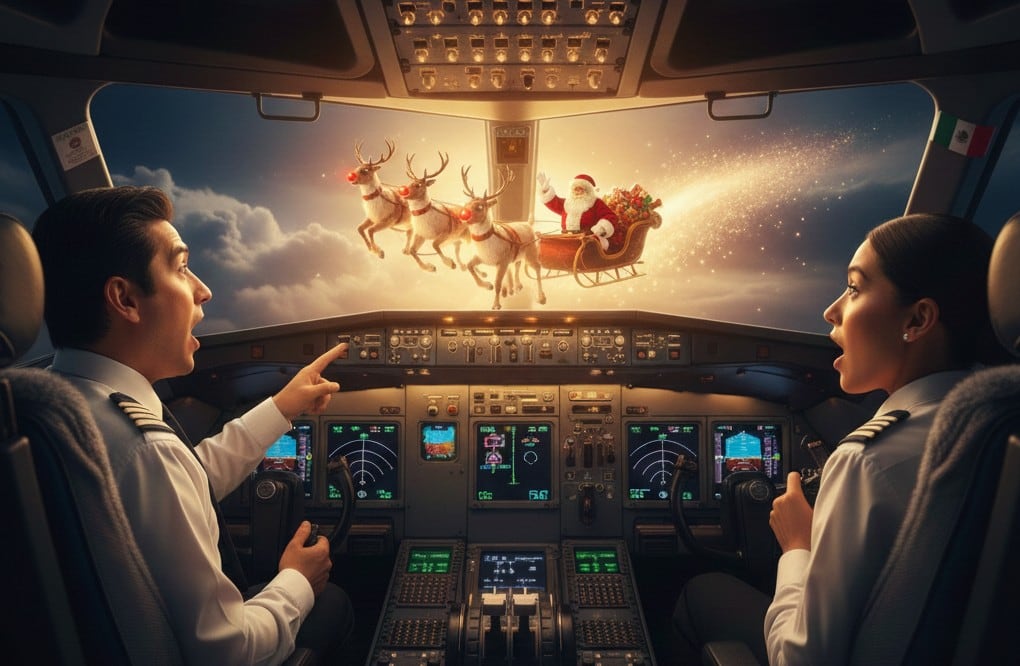 Imagen ilustrativa: IA (Pilotos mexicanos avistan a Santa Claus)
