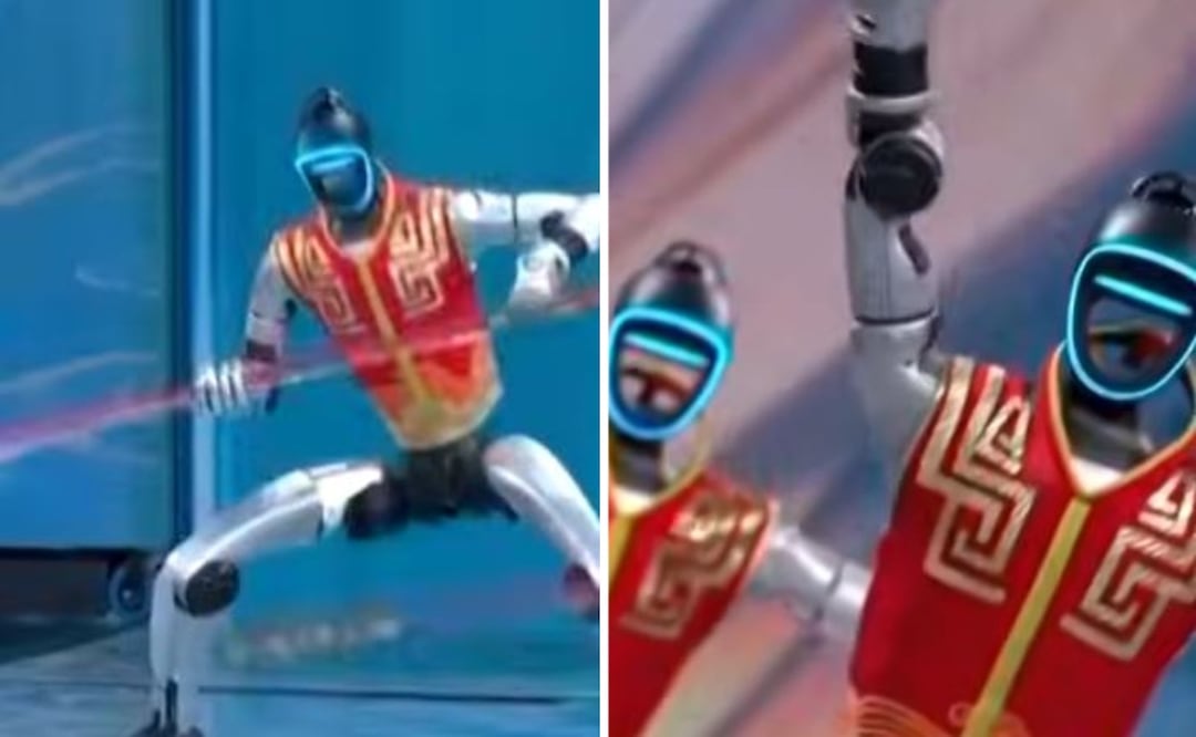 Foto: Captura de pantalla YouTube (Robots humanoides hacen sorprendente presentación con acrobacias y kung fu en televisión china )