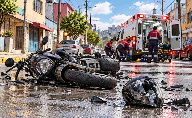 ¡SUSTO DOBLE! Motociclista embarazada derrapa en Tacubaya y queda inconsciente y grave