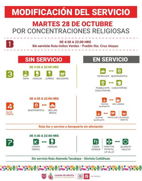 Metrobús CDMX modifica su servicio por celebración de San Judas Tadeo este martes 28 de octubre. Foto: (Especial)