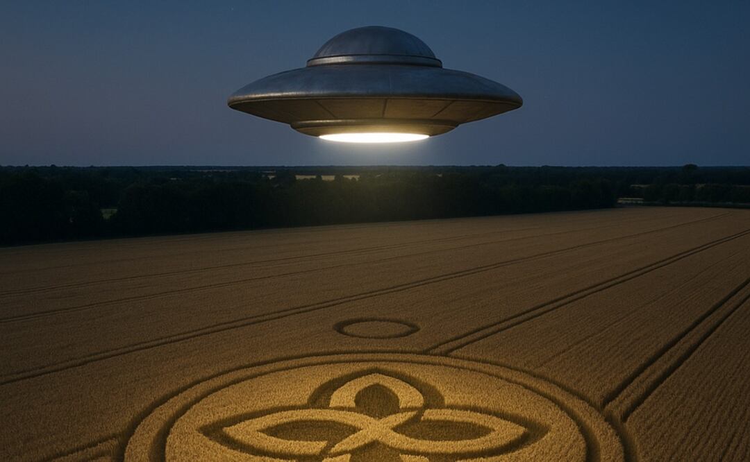Ovnis en campos (Foto: Creada con IA)