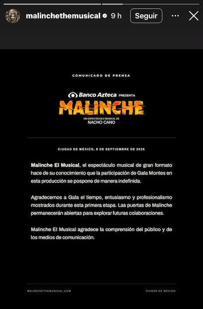Comunicado de La Malinche (Vía: Instagram)
