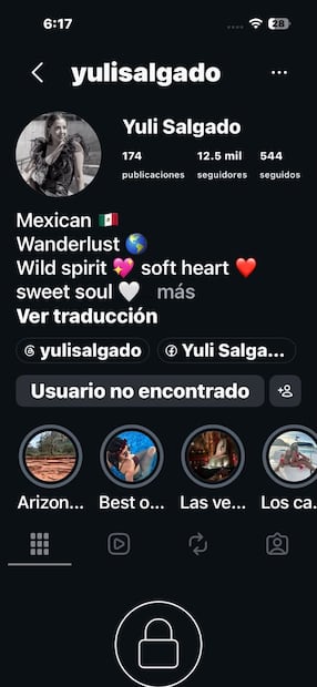 Perfil de Yuli Salgado antes de darlo de baja (Vía: Instagram)