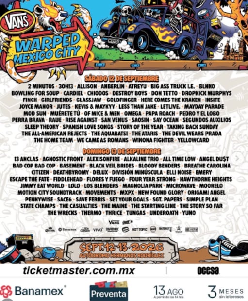 Vans Warped Tour México llega a CDMX: fechas, lugar, bandas y todo lo que debes saber
Fotos: Redes Sociales